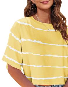 Top corto holgado de gran tamaño para mujer, ropa de calle informal, Camiseta holgada de manga corta a la moda para verano - Product Image 2