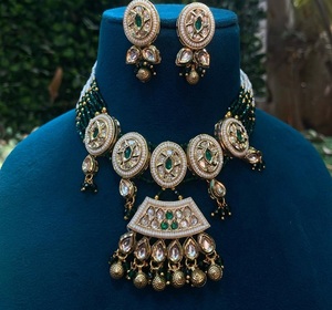 Conjunto de collar Kundan real de latón puro con pendientes, conjunto de joyas para bodas, fiestas, aniversarios, ropa nupcial para compromiso - Product Image 1