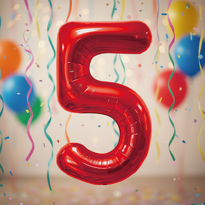 Palloncino Foil Numero 5 Rosso 45cm per Feste, Riempibile con Elio, Decorazione per Feste - Product Image 3