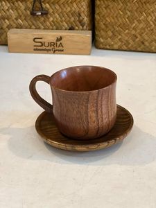 TYPES DINNING Service à thé en bois de style nordique Coco Palm avec pot et plateau Logo personnalisé Théière et ensembles de tasses en bois de noix de coco - Product Image 3