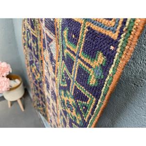 Alfombra Turca de 1.8x4.8 pies, Alfombra Azul Ombré de Lana - Product Image 3