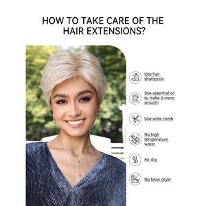 DWY Women's Short Blonde Straight Synthetic Lace Front <b>Wig</b> High Temperature Fiber High Quality Natural Style Transparent Bangs - Product Image 5