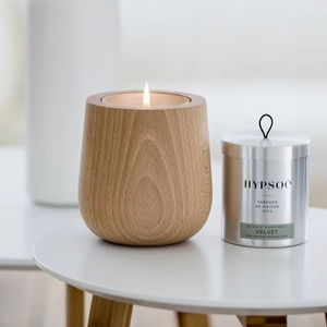 Pot de bougie unique Bougeoir en bois avec noms gravés pour cadeaux de mariage personnalisés au prix de gros par HF CRAFTS - Product Image 1