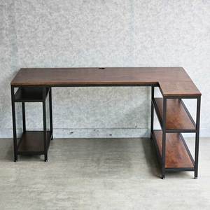 160x100cm L-Shaped <b>Corner</b> <b>Desk</b> with Bookshelf Rubber Wood and Iron Frame Assembly Required-CD68027 - Product Image 5