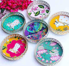 Set of 2 3 inch bride and groom design pichway tray for <b>hamper</b> <b>gifts</b> return <b>gifts</b> festival <b>gifts</b> - Product Image 5