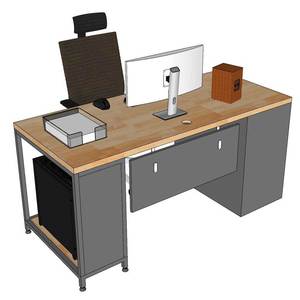 Wooden <b>Computer</b> <b>Desk</b> 160x70cm with 34mm Thick Edging CPU Shelf Storage Drawer and Metal Assembled for Hotels COD68052 - Product Image 3