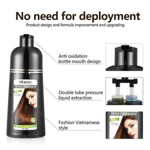 Venta al por mayor 5 <span class=keywords><strong>en</strong></span> 1 No Ppd Fast Color 500ml Natural Herbal Hair Color Shampoo 100% Cobertura <span class=keywords><strong>Cabello</strong></span> blanco para uso doméstico - Product Image 4