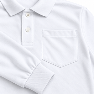 Camisa Polo Blanca de Manga Larga para Niños, Uniforme Escolar de Algodón, Camisas Polo para Niños - Product Image 4