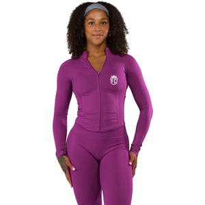 Womens Seamless Zip <b>Jacket</b> Acai Berry Long Sleeve Stretch Fit Active <b>Yoga</b> Gym Training Athleisure Top - Product Image 1