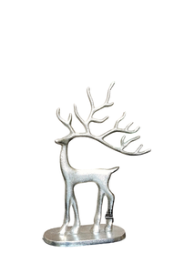 Statue de cerf en aluminium nickelé faite à la main bureau ou chambre à coucher ornement cadeau de Noël Sculpture animale traitée en métal - Product Image 6