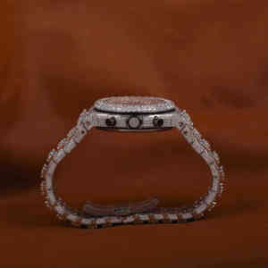 Reloj de Lujo Unisex con Diamantes de Moissanita, Estilo Hip Hop, Movimiento Mecánico, Resistente al Agua, Correa de Cuero, Personalizado para Hombre - Product Image 4