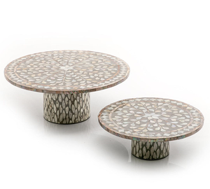 Support à dessert à un niveau/plateau à gâteaux couverts ronds avec base en résine nacrée pour les fêtes de mariage d'anniversaire pour la cuisson - Product Image 3