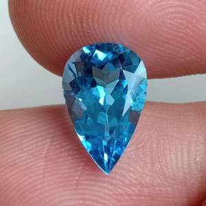 ลูกแพร์รูปไข่เจียระไนแบบธรรมชาติคุณภาพสูงตัดสีฟ้าบุษราคัมอัญมณีหลวมสำหรับทำเครื่องประดับส่งตรงจากสวิตเซอร์แลนด์ - Product Image 4