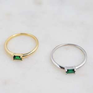 Solide Argent Sterling 925 Plaqué Naturel Émeraude Quartz Rectangle Prong Réglage 7x9mm Anneau Minimaliste Bijoux De Mode Pour Les Femmes - Product Image 6