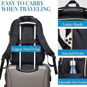 Venta al por mayor de mochilas unisex con cierre de cremallera de gran capacidad y cierre suave, bolsas con logotipo personalizado, calidad superior, función USB de poliéster - Product Image 5
