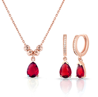 Nuevo Diseño, Juego de Collar y Aretes de Plata de Ley 925 Chapados en Oro con Piedra Natural Diaspore Corte Pera, Antialérgico, para Fiestas y Aniversarios
