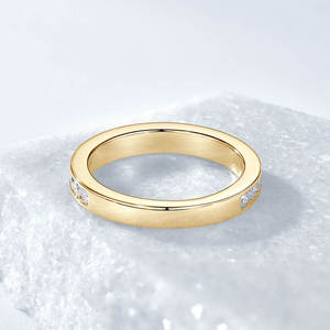 Anillo de Compromiso de Media Eternidad de Alta Calidad, Lujoso, de Plata 925 con Moissanita Redonda de 2 mm y 0.03 ct, para Mujer, Aniversario - Product Image 4