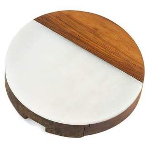 Plateau de service en marbre et bois Craft Valley - Design intemporel, couleur/taille personnalisable, durable pour un usage domestique et commercial - Product Image 4