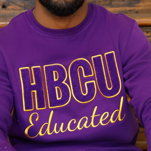 Hbcu Que เสื้อสเวตเตอร์ผ้ากำมะหยี่เพื่อการศึกษาผ้าปะปักสีม่วง & สีทองผ้าฝ้ายผสมลายพี่น้องกรีกเครื่องแต่งกาย hbcu ศักดิ์สิทธิ์เก้า - Product Image 3