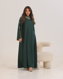 Vente en Gros de Luxe Personnalisé Élégant Satin Abaya pour Adultes Petite Robe Musulmane pour Femmes Manches à Volants Turquie Vêtements Islamiques Dubaï - Product Image 1