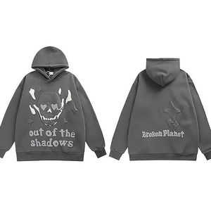 เสื้อฮู้ดแบบสวมหัวผ้าฟลีซหนาสำหรับผู้ชายทรงโอเวอร์ไซส์แบบกำหนดเองพร้อมเชือกรูดปรับได้และดูแนวสตรีทในเมืองที่มีสไตล์ - Product Image 4