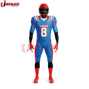 Maillots de football américain personnalisés en gros pour adultes, imprimés par transfert thermique, respirants, en polyester/coton, unisexe, tissu 140g, OEM - Product Image 3