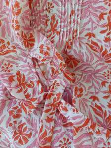 Robe Tunique En Coton Imprimé Handblock Tunique Chic Bohème Floral Rose Et Orange - Product Image 2