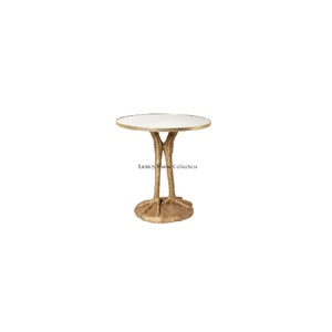 Coffee and <b>Side</b> <b>Table</b> <b>Gold</b> Color Shiny Polished 3 Legs Base With Agate Round Shape Marble Handmade Designer Fancy Look Supplies - Product Image 6