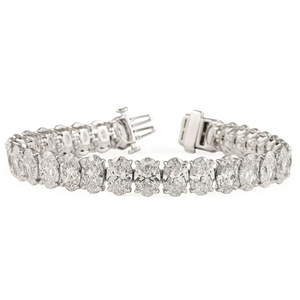 32.10 Carat Oval Lab Grown Diamond Tennis Bracelet 14K Gold VVS Clarity IGI Certified Elegant Luxury Everyday Wear - Product Image 1