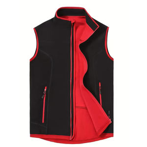 Venta al por mayor chaleco Softshell para adultos sin mangas con cremallera poliéster hecho a prueba de viento Color negro chaleco Softshell para caballeros - Product Image 2