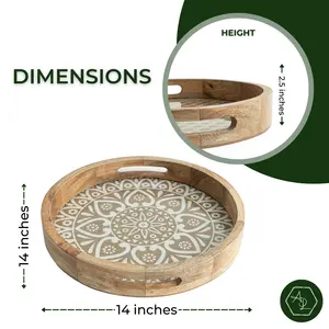 Plateau solide en bois fabriqué à la main pour servir des collations au thé petit déjeuner-Léger lave-vaisselle multifonction utilisation quotidienne - Product Image 4