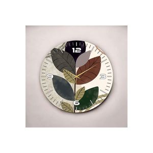 Colorful Print <b>50cm</b> Wooden Silent Table <b>Wall</b> <b>Clock</b> Flower Leaf Pattern and Number Display Gift - Product Image 2