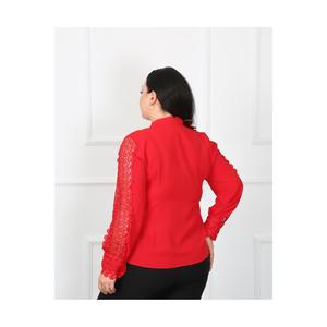 Camicetta rossa in tessuto Jessica fantasia ricamata manica lunga