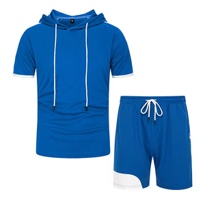 Recién llegado, Sudadera con capucha informal de alta calidad y logotipo personalizado corto, 2 pantalones cortos de verano para hombre, conjuntos para hombre, conjunto de logotipo personalizado al por mayor - Product Image 1