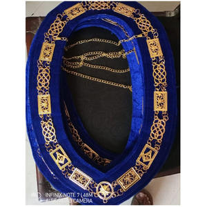 Collar de Cadena Masónico SHRINER'S, Dorado sobre Terciopelo Rojo con Pedrería, Diseño Popular, Económico, Premium, Collar de Cadena Masónico 2025 - Product Image 6