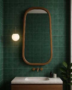 Miroir rond de pleine longueur en bois rustique Art déco fait à la main Décoration d'intérieur minimaliste écologique Prix ​​abordable - Product Image 1