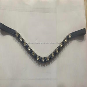 Personalizado Mega Bling 1 Fila redondo negro y plata cristales de cristal redondos diamantes de imitación hecho a mano negro cuero caballo frente banda - Product Image 4