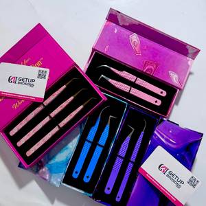 Pince à épiler de haute qualité GETUP BROSONS IMPEX, pointe argentée/dorée, courbure à 90/45 degrés, en acier inoxydable recouvert de poudre, 10 mm - Product Image 5