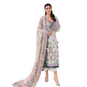 Super Hit Collection Heavy Pure Lawn Robe pakistanaise pour femmes Broderie Travail Teint uni avec tour de taille naturel pour adultes - Product Image 1