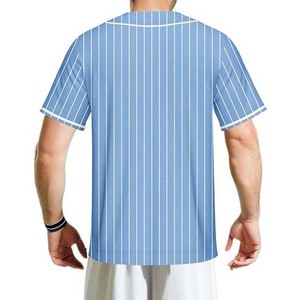 Camiseta deportiva de Softbol Profesional para hombre, camiseta de Béisbol Juvenil OEM por sublimación, camiseta de poliéster Spandex con diseño a rayas y botones - Product Image 5