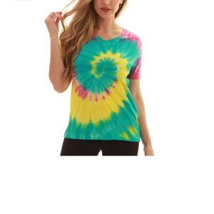 Precio al por mayor de moda de las mujeres multicolor Tie Dye camiseta Super calidad precio barato mujeres camiseta proveedor de Bangladesh - Product Image 1