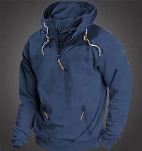 Europe and the <b>United</b> States Across the Autumn and Winter Hooded <b>Men</b> with Velvet Fashion Casual Hooded Youth Jacket Top - Product Image 3