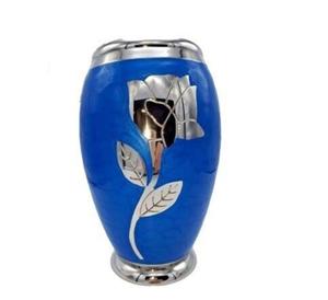 Brass Adult Cremation Memorial Urn <b>for</b> <b>Ashes</b> Blue with Silver Rose adult male female large <b>ashes</b> men cremation - Product Image 6