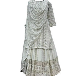 Mente que sopla pesado Georgette Salwar Kameez con hilo y papel de aluminio Espejo Trabajo Plazzo Sharara Traje - Product Image 1