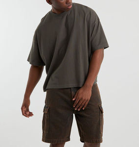 T-shirt court ample et respirant en coton tissé épais 240 g/m² personnalisé pour homme, coupe carrée, sérigraphie légère - Product Image 4