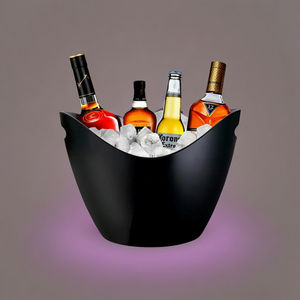 Unbreakable PS Plastic Boat Shape Wine <b>Bucket</b> Deep Red 5L Translucent Acrylic Floral Pattern 5L Elegant Wine Chiller Romantic - Product Image 2