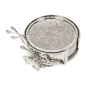 Raw Cast Aluminum Shiny <b>Silver</b> Molten <b>Coasters</b> Set of 6 - Product Image 2