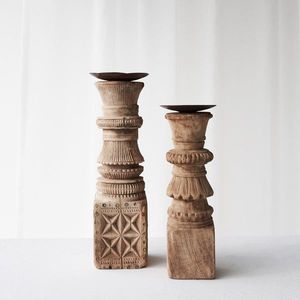 Bougeoir en bois sculpté à la main exclusif conçu pour offrir un charme élégant aux maisons modernes et vintage - Product Image 5