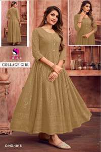 Maruti Fashion's Traditional Anarkali Style <b>Kurti</b> Indian & Pakistani Clothing with Rayon & Shiffli Work <b>Top</b> for Function Wear - Product Image 5