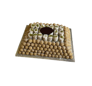Highest Quality Golden Metal <b>Chocolate</b> Tray Eco-Friendly Modern Designer Sweets Serving Tray For <b>Wedding</b> Table Decoration Tray - Product Image 1